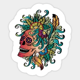 Skull with floral decoration Sticker